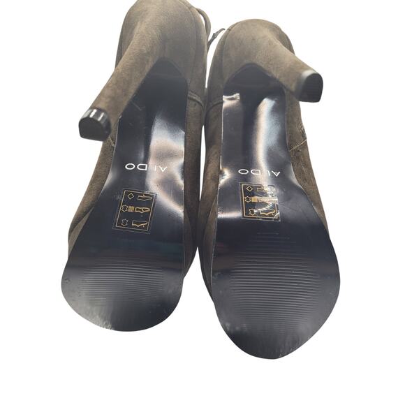 Aldo Olive Ankle Heel Boots Platform 5" heels with 1"front Leather Sz 6.5 - Picture 7 of 9